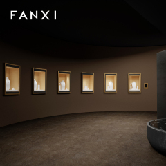 FANXI High-end Custom White Luxury Jewellery Display Stand Holder Bracelet Necklace Ring Earring Holder PU Leather Metal Jewelry Display Stand Set