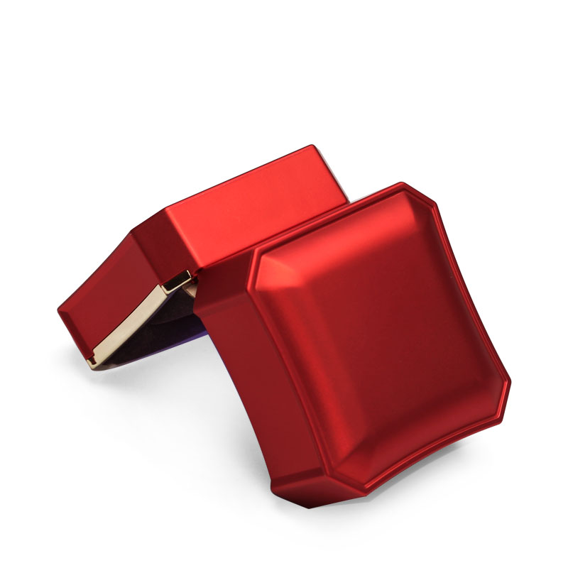 FANXI Red Touching Rubber Paint Jewellery Packaging Box With Metal Golden Rim For Ring Luxury LED Jewelry Box
