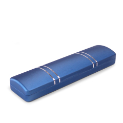 Fanxi New Design Popular Blue Pu Leather Cover Metal Jewelry Box Led Light with Soft Velvet Insert