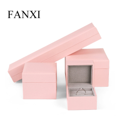 Fanxi Accept Customized Logo Pink PU Leather Microfiber Jewelry Packaging Box