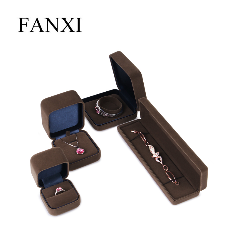 Fanxi Customized Velvet Luxury Round Jewelry Flat Bracelet Gift Box With Free Logo
