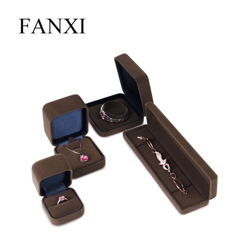 Fanxi Customized Velvet Luxury Round Jewelry Flat Bracelet Gift Box With Free Logo