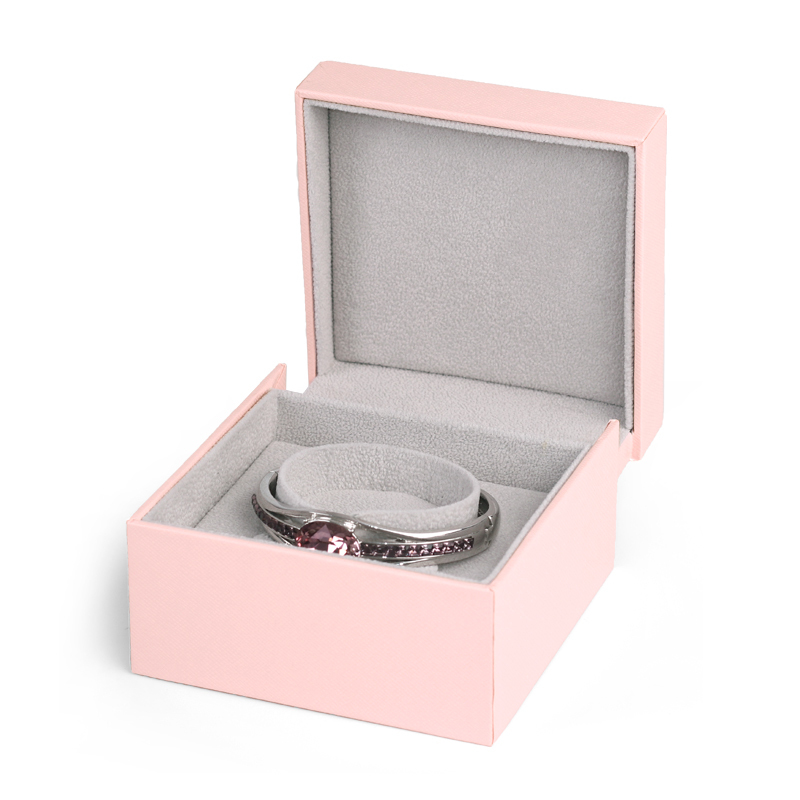 Fanxi Accept Customized Logo Pink PU Leather Microfiber Jewelry Packaging Box