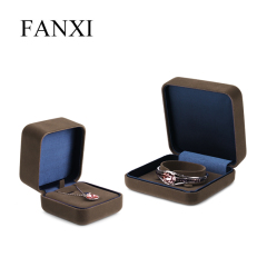 Fanxi Customized Velvet Luxury Round Jewelry Flat Bracelet Gift Box With Free Logo
