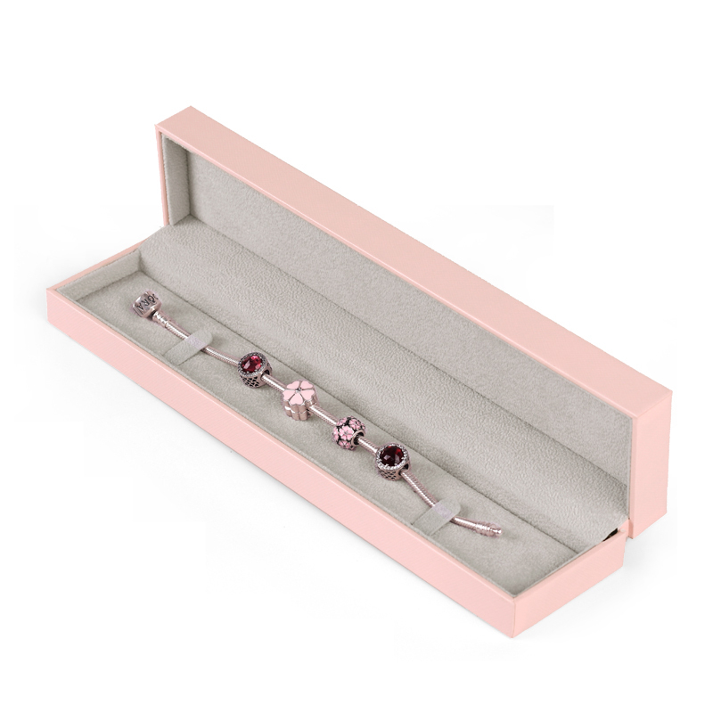 Fanxi Accept Customized Logo Pink PU Leather Microfiber Jewelry Packaging Box
