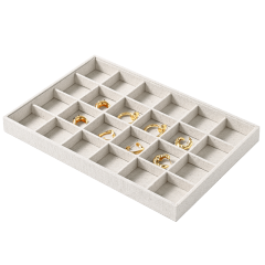 FANXI Custom Elegant Beige Linen Jewelry Tray 35 Cm Stackable Bracelet Necklace Ring Display Tray For Jewelry Showcase