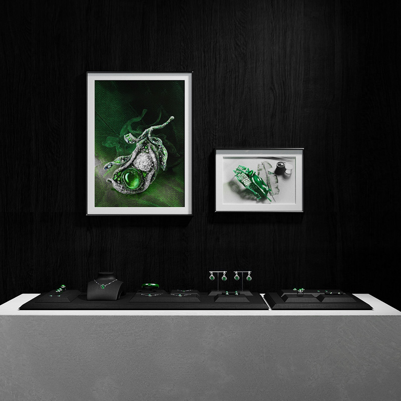 FANXI New Model Jewelry Display Sets With Black Pu Leather For Ring Earring Window Display Sets