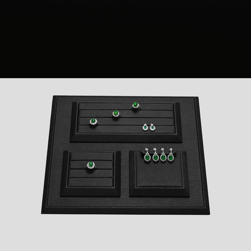 FANXI New Model Jewelry Display Sets With Black Pu Leather For Ring Earring Window Display Sets