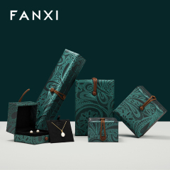 FANXI Custom vintage Embroidered brocade blackish green Jewellery Boxes Sinicism for Ring Necklace Gift Packaging Jewelry Box