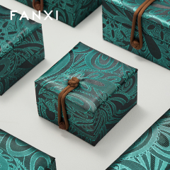 FANXI Custom vintage Embroidered brocade blackish green Jewellery Boxes Sinicism for Ring Necklace Gift Packaging Jewelry Box