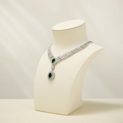FANXI Jewelry Display for Retail Shop Luxury Microfiber Acrylic Jewelry Display Props Jewelry Dummy White Display Set