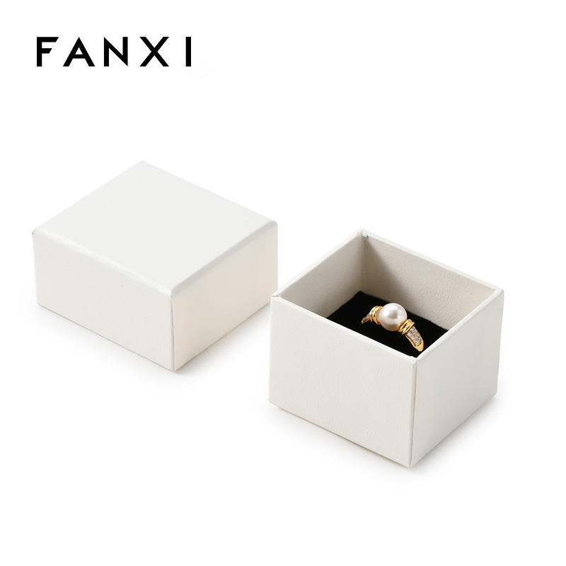 White Paper Ring Box Single Double Slots Custom Logo Jewelry Storage Box