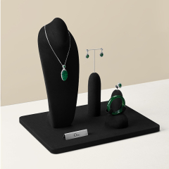 J018 Jewelry Display Stand Black Microfiber Earring Ring Bracelet Necklace Display Stand