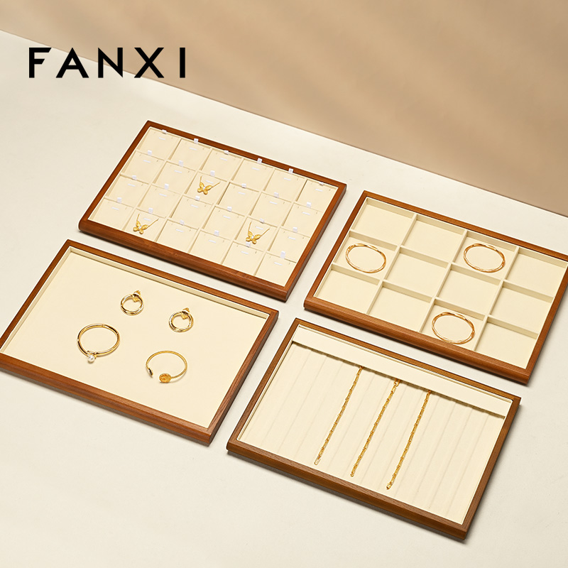 P082 Jewelry Display Tray Solid Wood Tray Necklace Ring Bracelet Display Tray Custom Logo