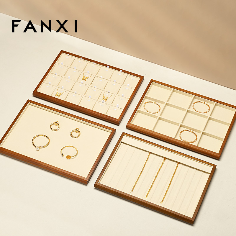 P082 Jewelry Display Tray Solid Wood Tray Necklace Ring Bracelet Display Tray Custom Logo