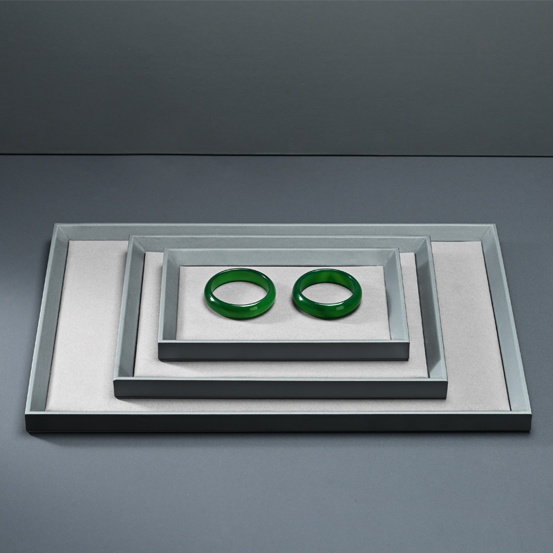 P081 Jewelry Tray Gray Leather Microfiber Jewelry Shop Displays Trays Leather Jewelry Display showcase Tray