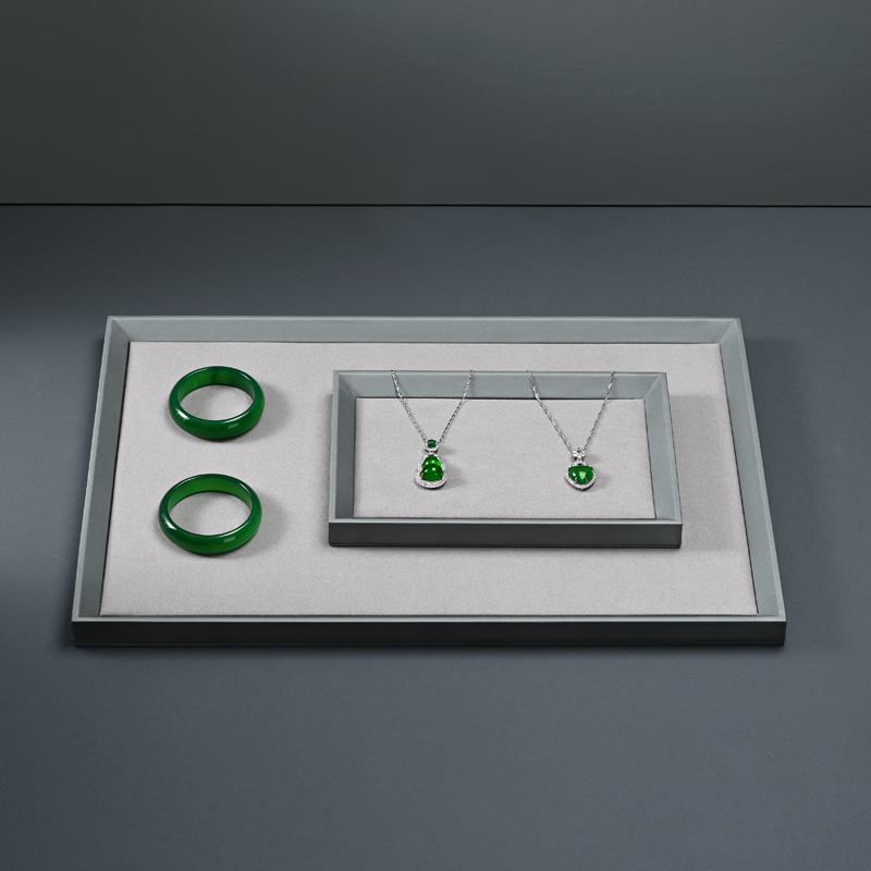 P081 Jewelry Tray Gray Leather Microfiber Jewelry Shop Displays Trays Leather Jewelry Display showcase Tray