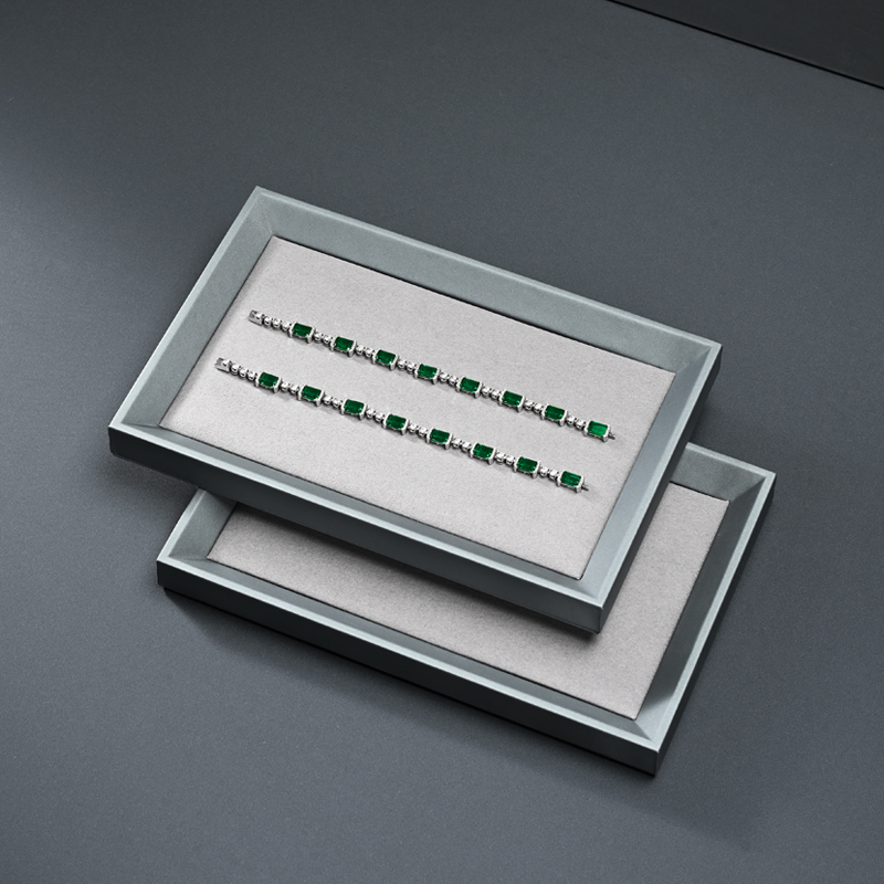 P081 Jewelry Tray Gray Leather Microfiber Jewelry Shop Displays Trays Leather Jewelry Display showcase Tray