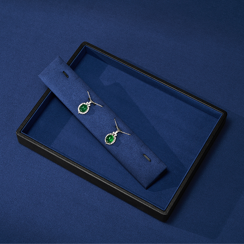 P187 Jewelry Display Tray Leather Blue Microfiber Jewelry Plate Ring Necklace Display Tray