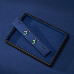 P187 Jewelry Display Tray Leather Blue Microfiber Jewelry Plate Ring Necklace Display Tray