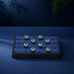 P187 Jewelry Display Tray Leather Blue Microfiber Jewelry Plate Ring Necklace Display Tray