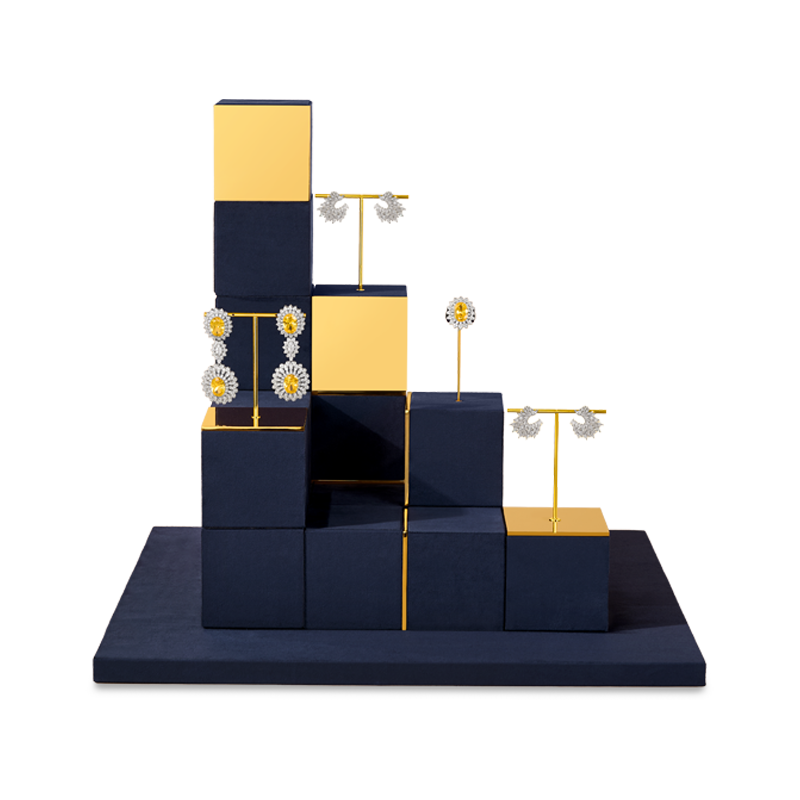 TT583-585 Jewelry Display Set Metal Velvet Ring Earring Display Stand Luxury Display Set