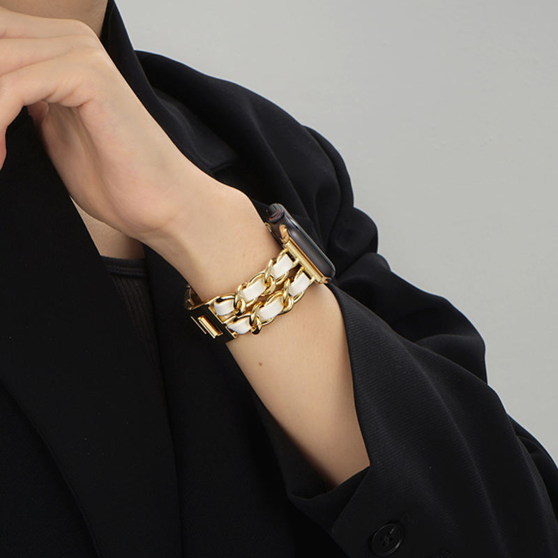 Cannes Bangle-Gold/White-Apple Watch Band