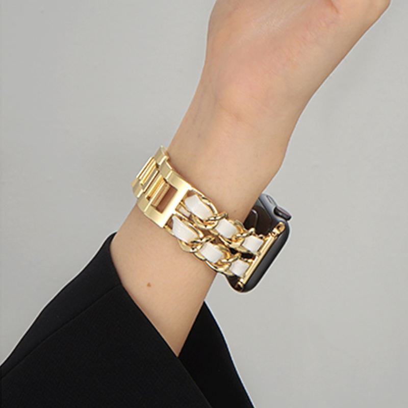 Cannes Bangle-Gold/White-Apple Watch Band