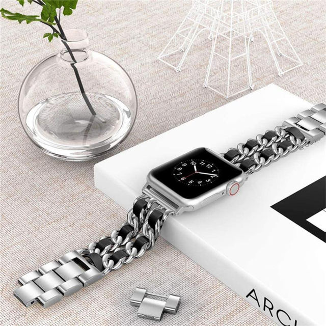 Cannes Bangle-Silver/Black-Apple Watch Band