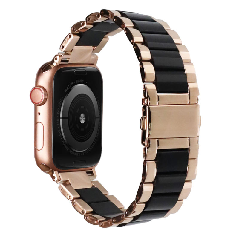 Naples Ceramic-Vintage Rose Gold/Black-Apple Watch Band