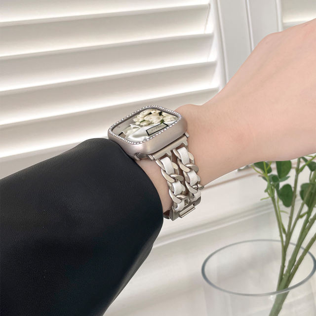 Cannes Bangle-Silver/White-Apple Watch Band