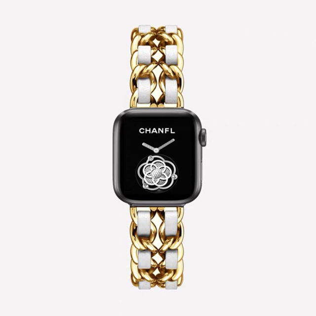 Cannes Bangle-Gold/White-Apple Watch Band