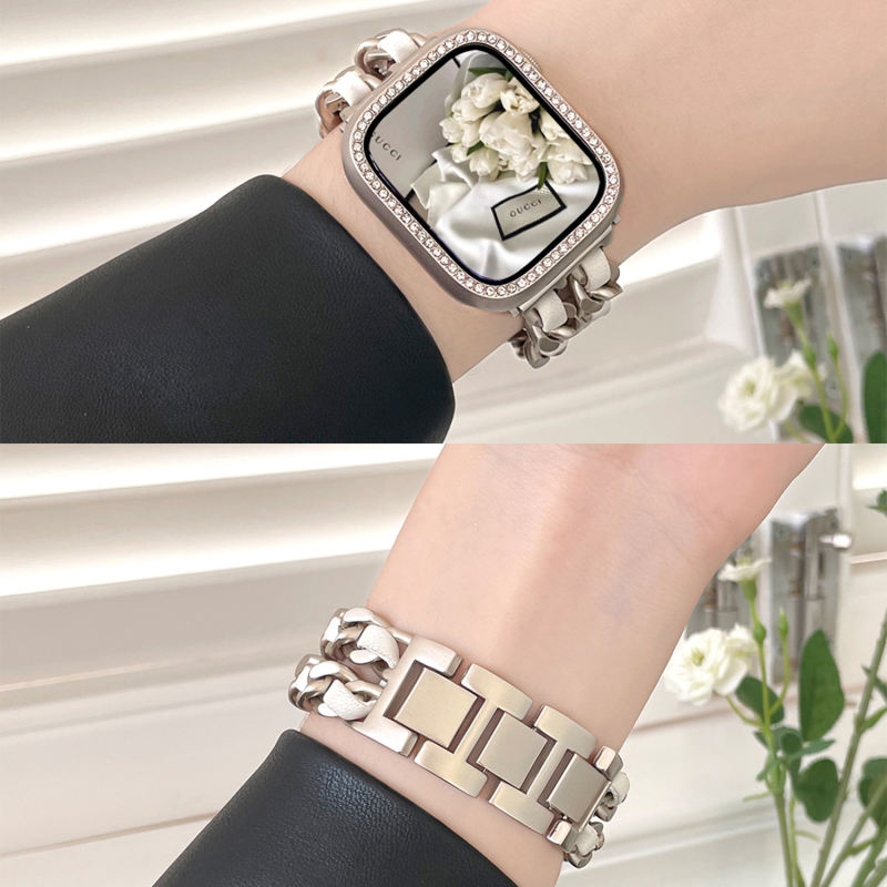 Cannes Bangle-Silver/White-Apple Watch Band