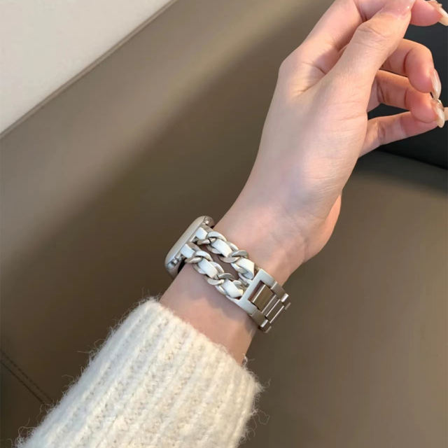 Cannes Bangle-Silver/White-Apple Watch Band