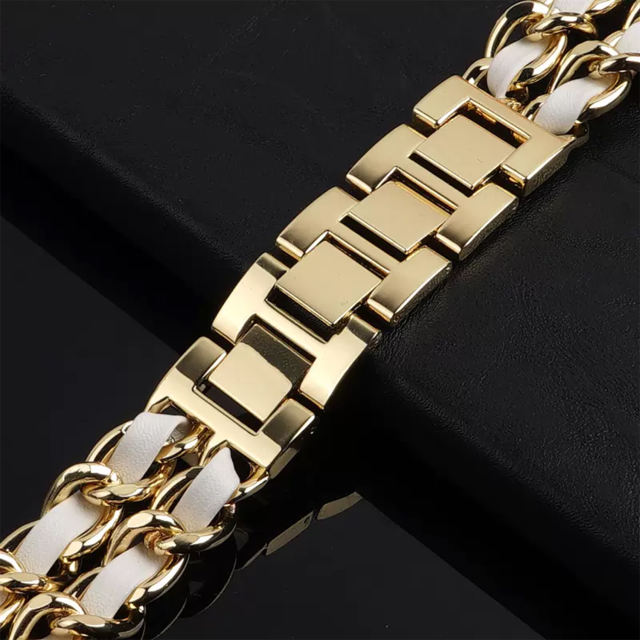 Cannes Bangle-Gold/White-Apple Watch Band