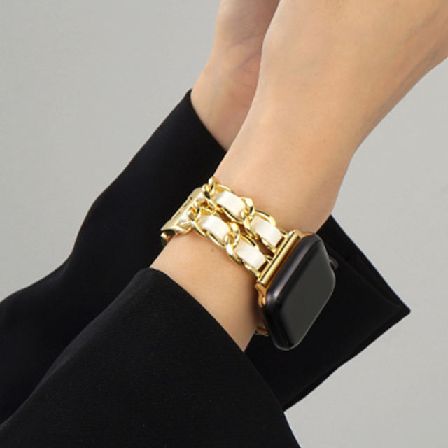 Cannes Bangle-Gold/White-Apple Watch Band