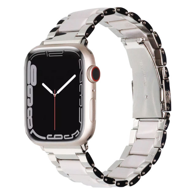 Naples Ceramic-Silver/White-Apple Watch Band