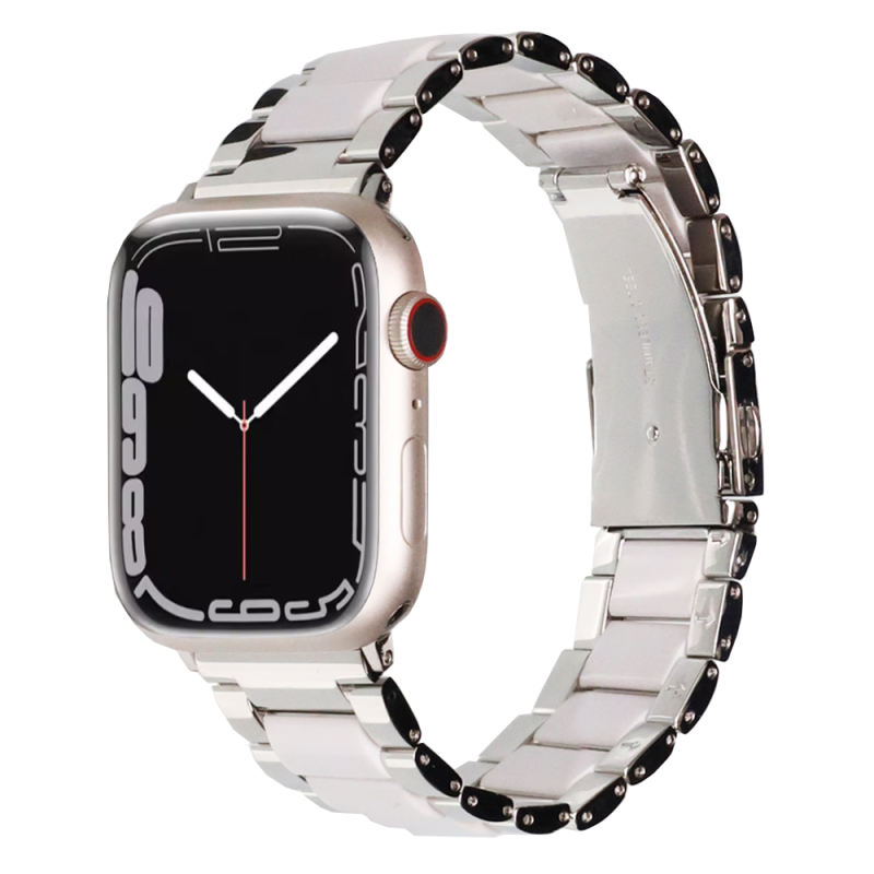 Naples Ceramic-Silver/White-Apple Watch Band