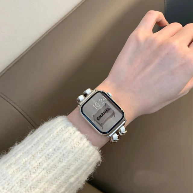 Cannes Bangle-Silver/White-Apple Watch Band