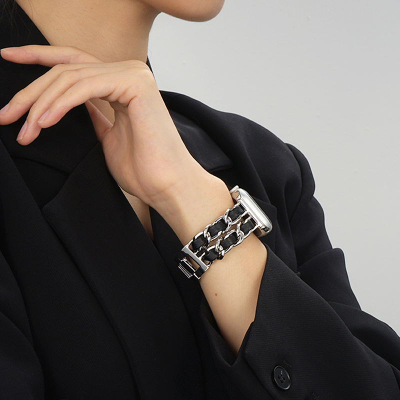 Cannes Bangle-Silver/Black-Apple Watch Band