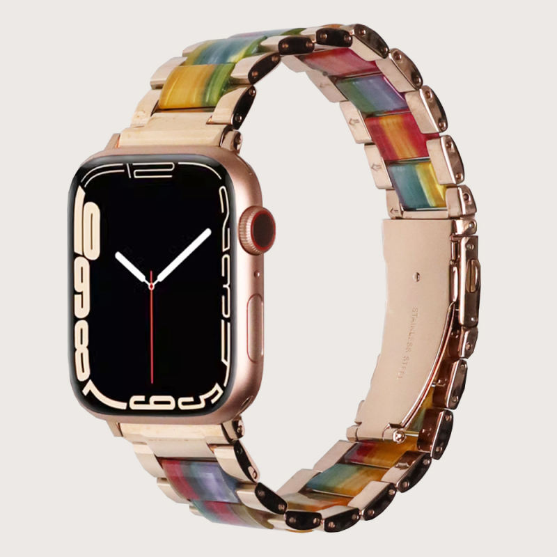 Naples Ceramic-Vintage Rose Gold/Rainbow-Apple Watch Band