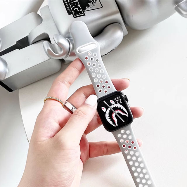 Silicone Sport-Stone/White-Apple Watch Band