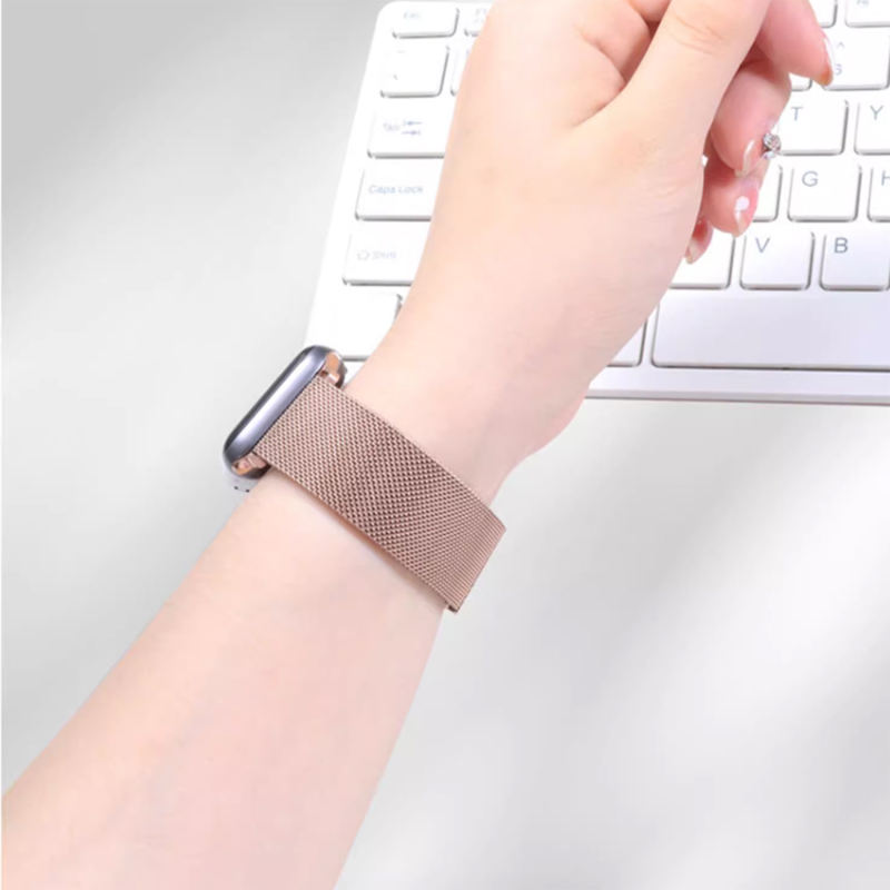 Milanese Mesh-Champagne Rose Gold-Apple Watch Band