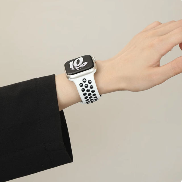 Silicone Sport-Platinum/Black-Apple Watch Band