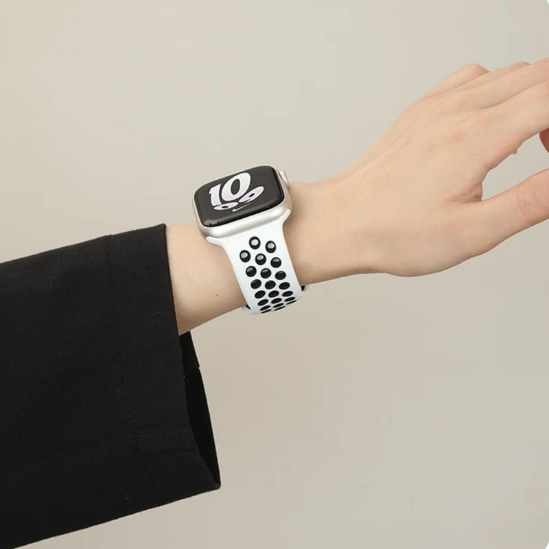 Silicone Sport-Platinum/Black-Apple Watch Band