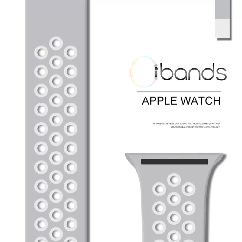 Silicone Sport-Stone/White-Apple Watch Band