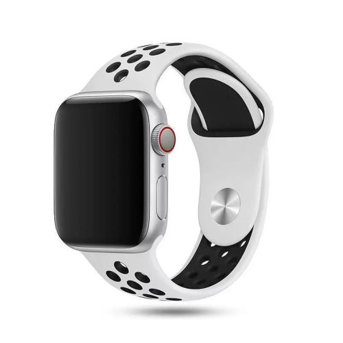 Silicone Sport-Platinum/Black-Apple Watch Band