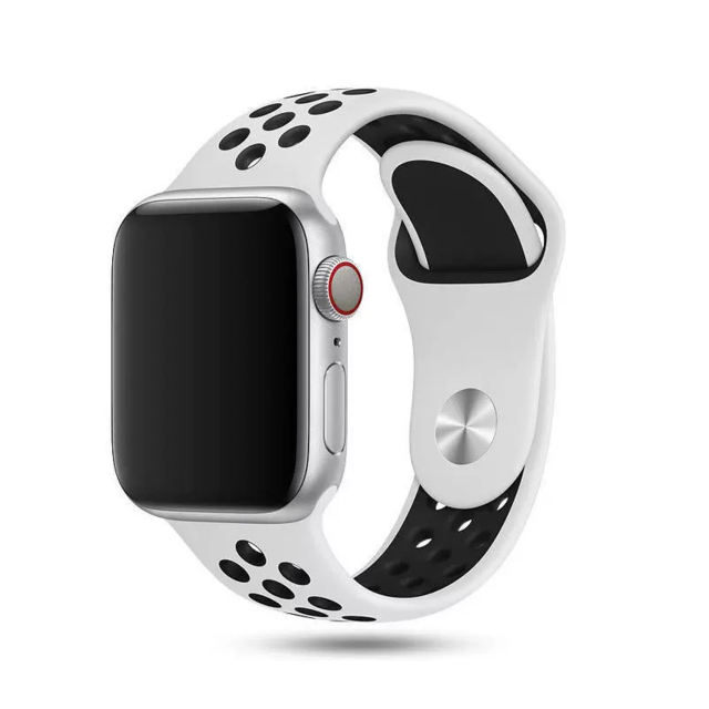 Silicone Sport-Platinum/Black-Apple Watch Band