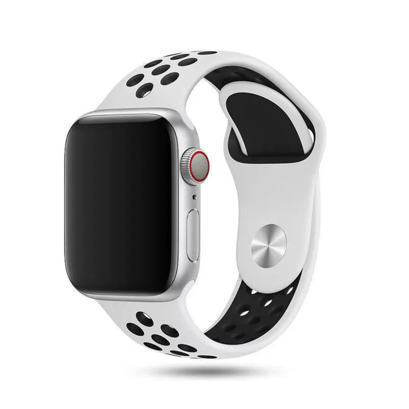 Silicone Sport-Platinum/Black-Apple Watch Band