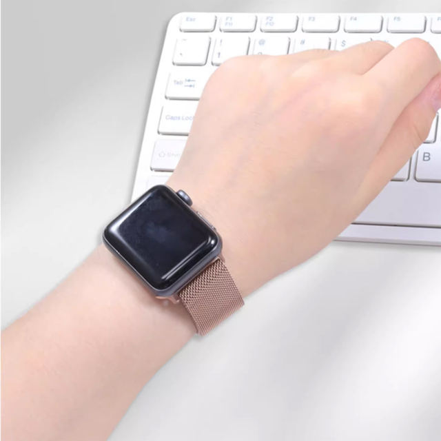 Milanese Mesh-Champagne Rose Gold-Apple Watch Band